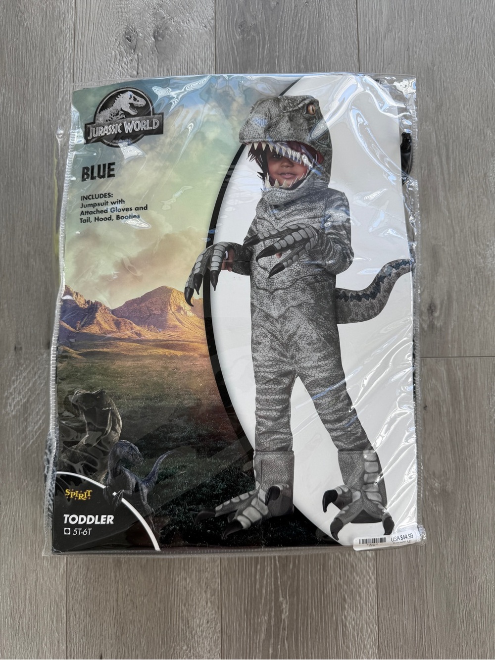 Spirit Halloween Jurassic World Toddler Blue Velociraptor Jumpsuit Costume